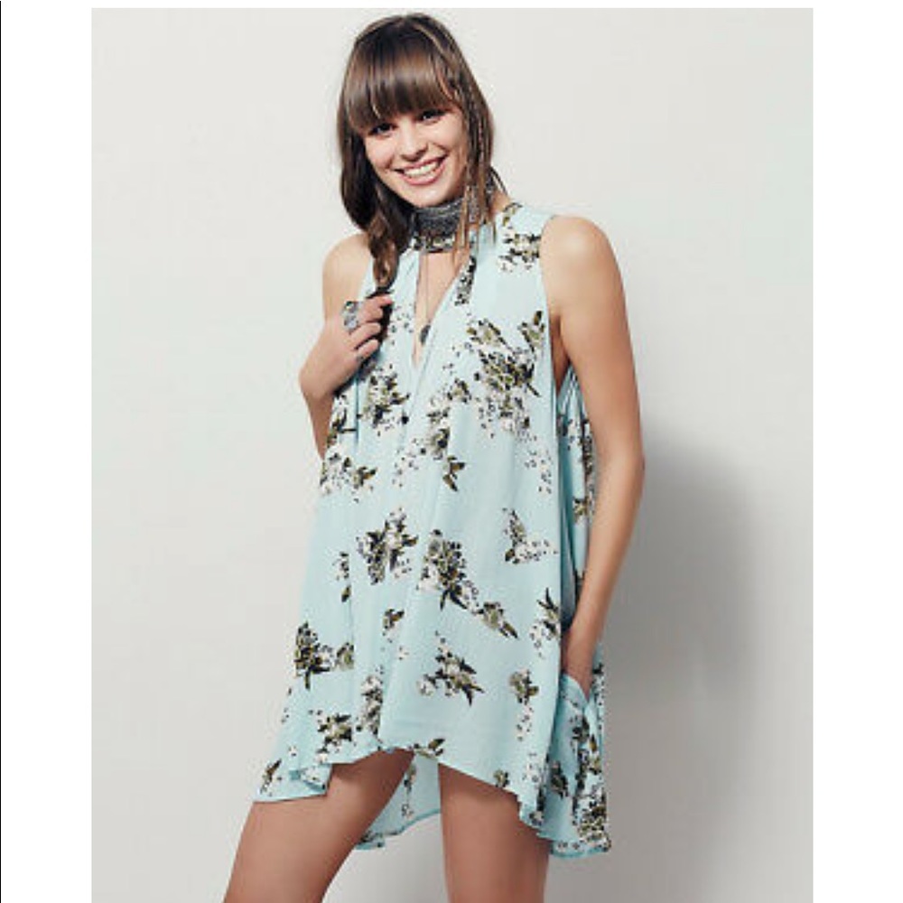 Free people floral print tank tunic dress